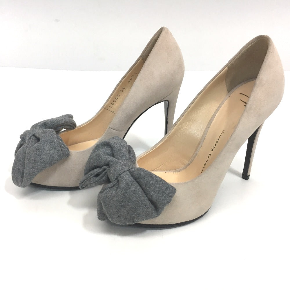 GIUSEPPE ZANOTTI pumps Suede, Cotton, 36 beige ribbon Women 5 Used Authentic