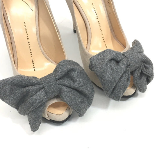 GIUSEPPE ZANOTTI pumps Suede, Cotton, 36 beige ribbon Women 5 Used Authentic