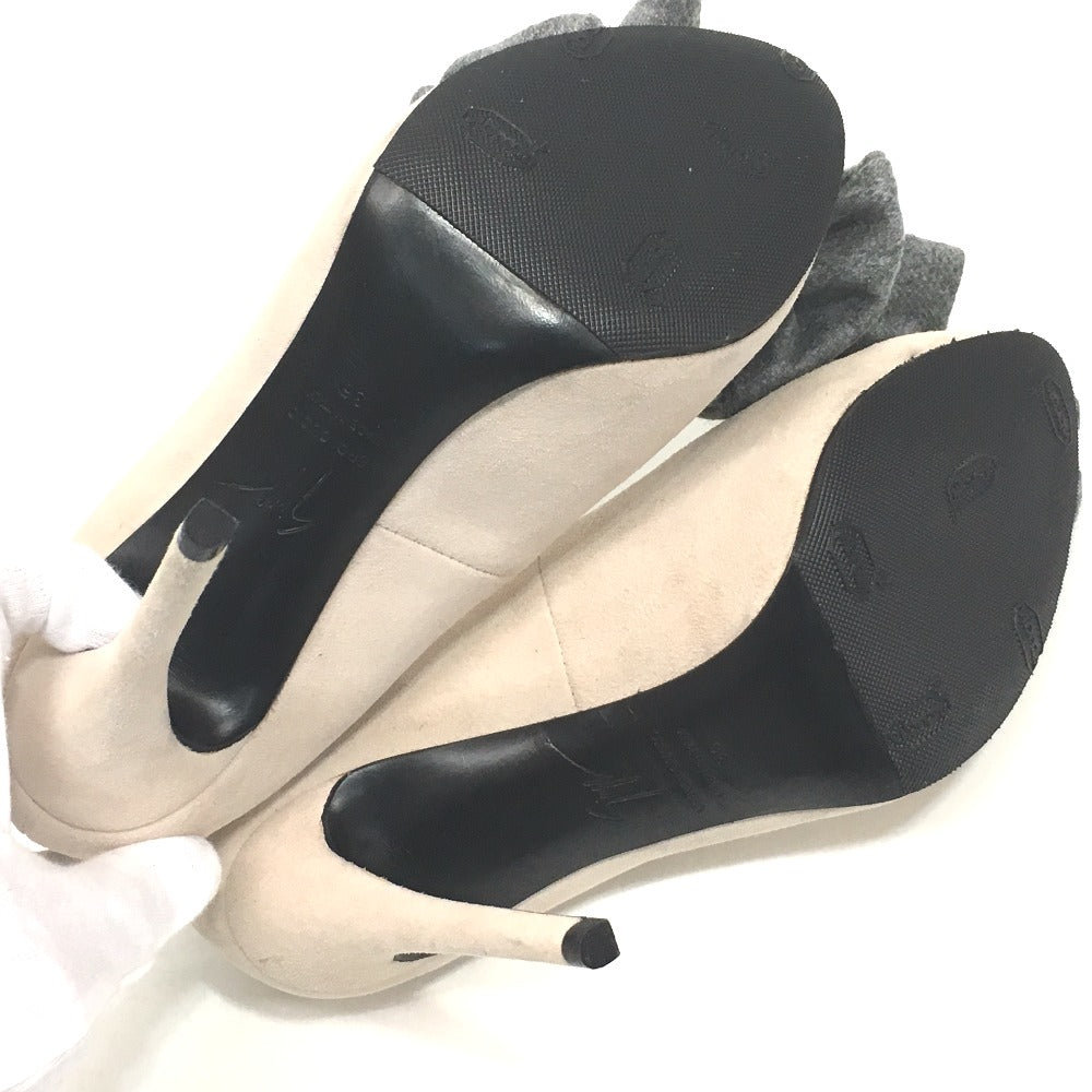 GIUSEPPE ZANOTTI pumps Suede, Cotton, 36 beige ribbon Women 5 Used Authentic