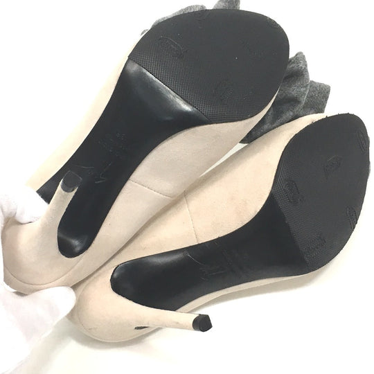 GIUSEPPE ZANOTTI pumps Suede, Cotton, 36 beige ribbon Women 5 Used Authentic