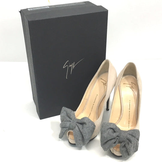 GIUSEPPE ZANOTTI pumps Suede, Cotton, 36 beige ribbon Women 5 Used Authentic