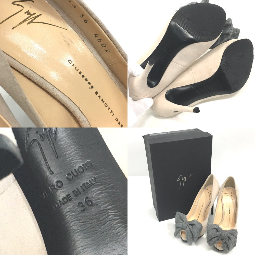 GIUSEPPE ZANOTTI pumps Suede, Cotton, 36 beige ribbon Women 5 Used Authentic