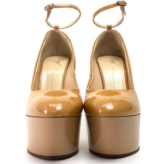 GIUSEPPE ZANOTTI pumps enamel beige Ankle strap Wedge sole Women 36 1/2 Used Authentic
