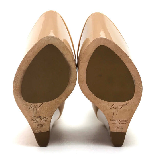 GIUSEPPE ZANOTTI pumps enamel beige Ankle strap Wedge sole Women 36 1/2 Used Authentic