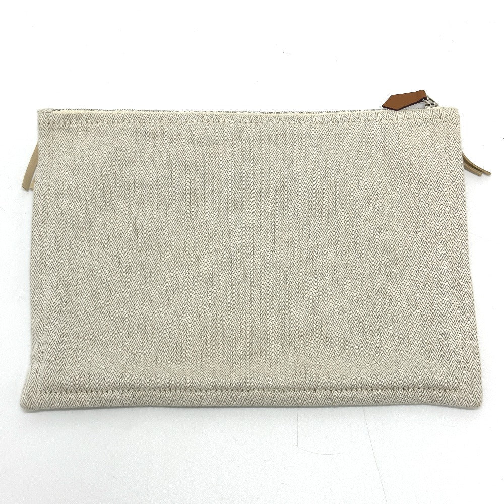 HERMES Pouch canvas beige Makeup pouch Cosmetics Pouch Truth Flat Teepee Women Used Authentic