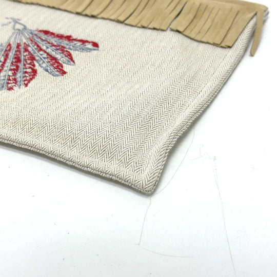 HERMES Pouch canvas beige Makeup pouch Cosmetics Pouch Truth Flat Teepee Women Used Authentic