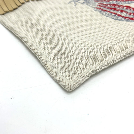 HERMES Pouch canvas beige Makeup pouch Cosmetics Pouch Truth Flat Teepee Women Used Authentic