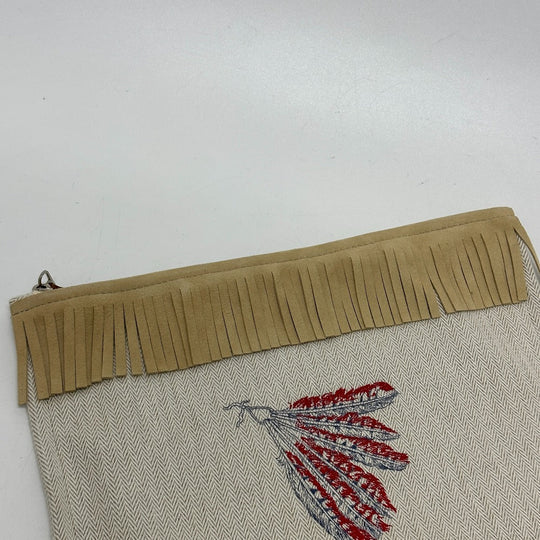 HERMES Pouch canvas beige Makeup pouch Cosmetics Pouch Truth Flat Teepee Women Used Authentic