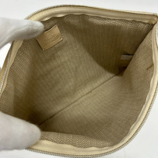 HERMES Pouch canvas beige Makeup pouch Cosmetics Pouch Truth Flat Teepee Women Used Authentic