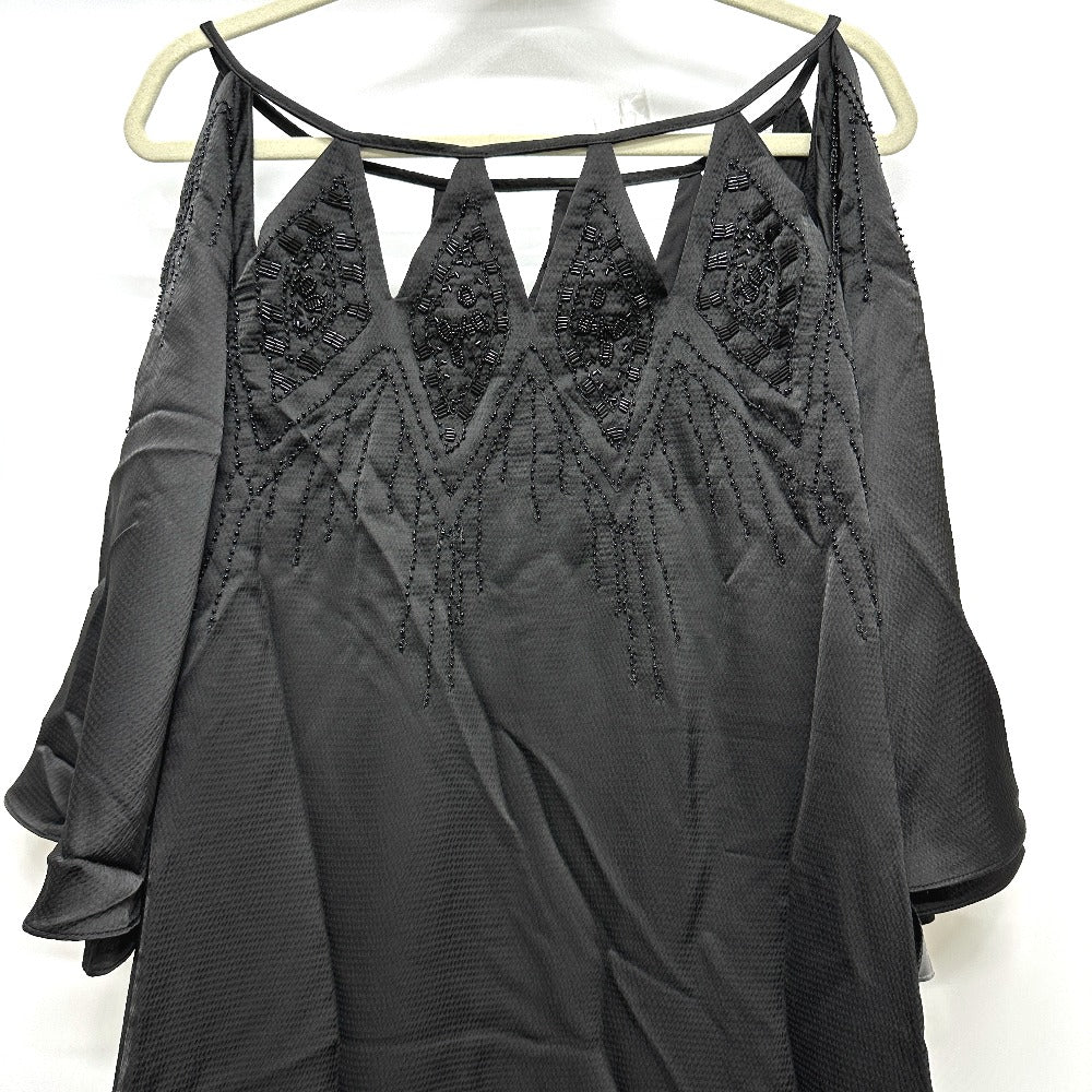 BCBGMAXAZRIA one piece DTI6173403-001 polyester black Bijou studs Embroidery cutout gowns Women XXS Used Authentic