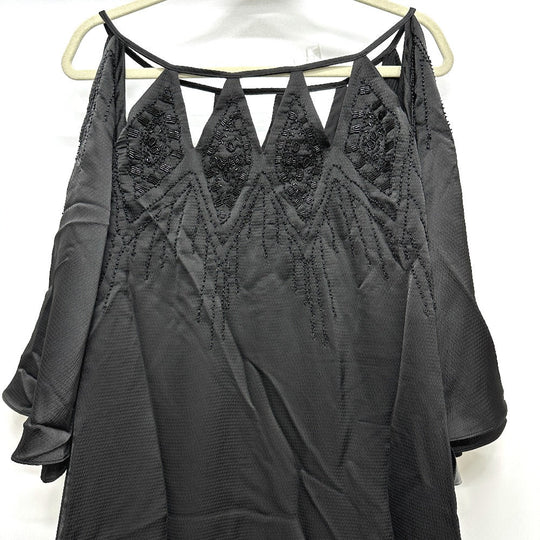 BCBGMAXAZRIA one piece DTI6173403-001 polyester black Bijou studs Embroidery cutout gowns Women XXS Used Authentic