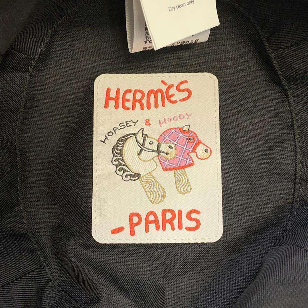 HERMES Calvi Cotton Black Bucket Hat Preloved