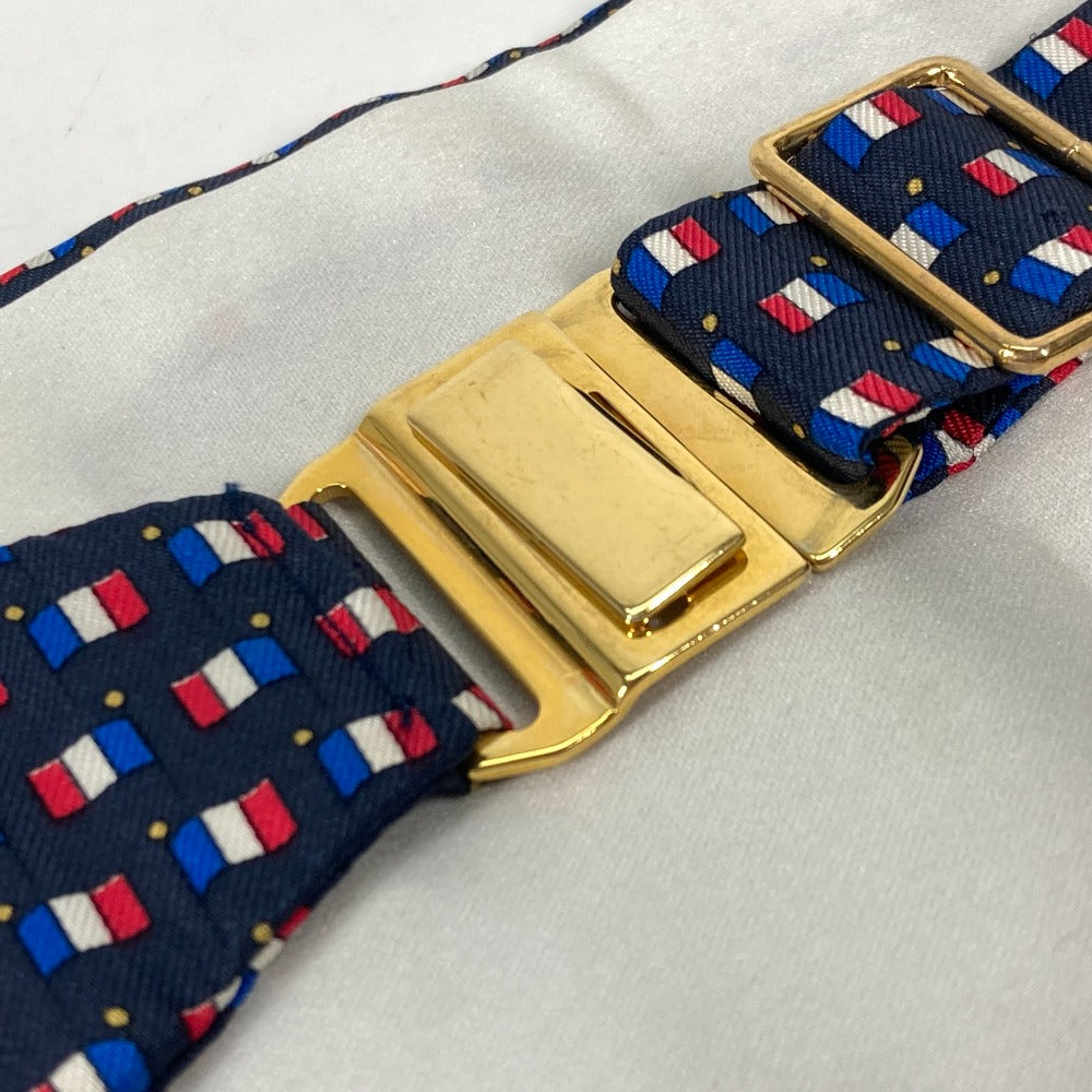 HERMES belt silk blue Accessories Cummer band Women 40 Used Authentic