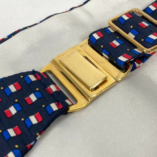 HERMES belt silk blue Accessories Cummer band Women 40 Used Authentic