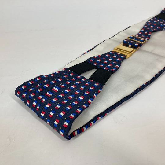 HERMES belt silk blue Accessories Cummer band Women 40 Used Authentic
