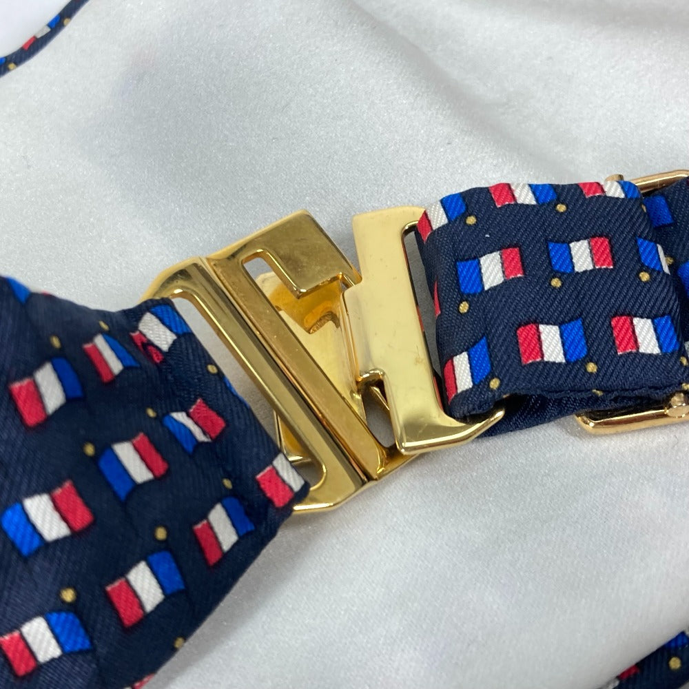 HERMES belt silk blue Accessories Cummer band Women 40 Used Authentic