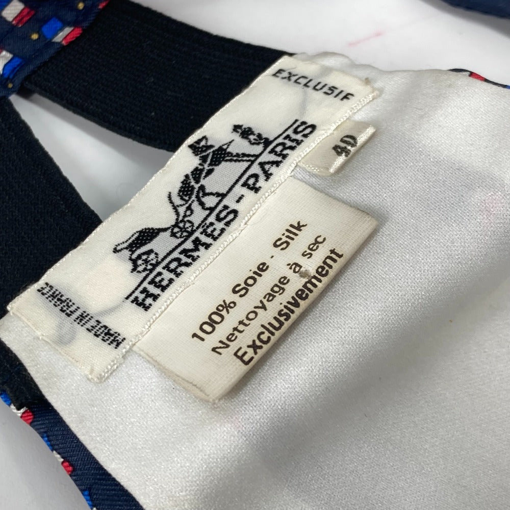HERMES belt silk blue Accessories Cummer band Women 40 Used Authentic