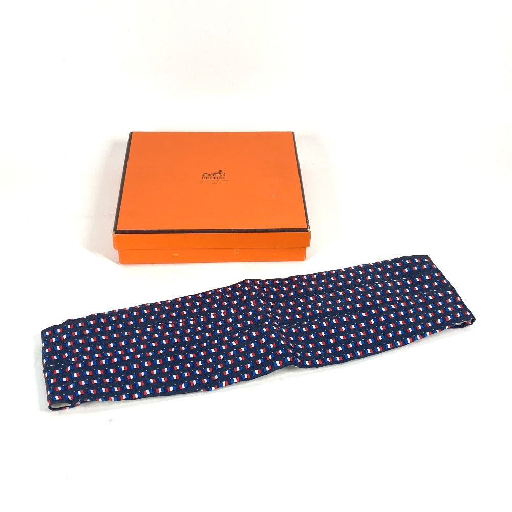 HERMES belt silk blue Accessories Cummer band Women 40 Used Authentic
