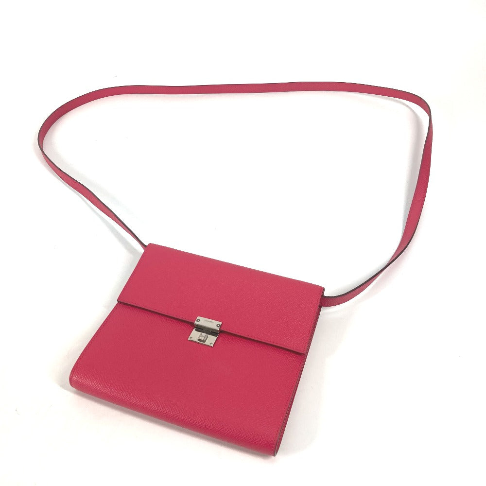 HERMES Shoulder Bag Epsom pink bag pochette clic16