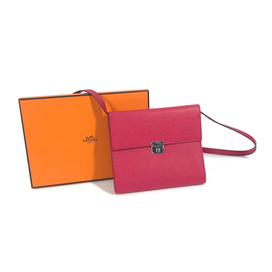 HERMES Shoulder Bag Epsom pink bag pochette clic16