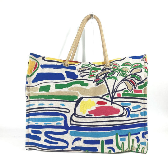 HERMES Shoulder Bag canvas multicolor beach bag bag Farniente Women Used Authentic