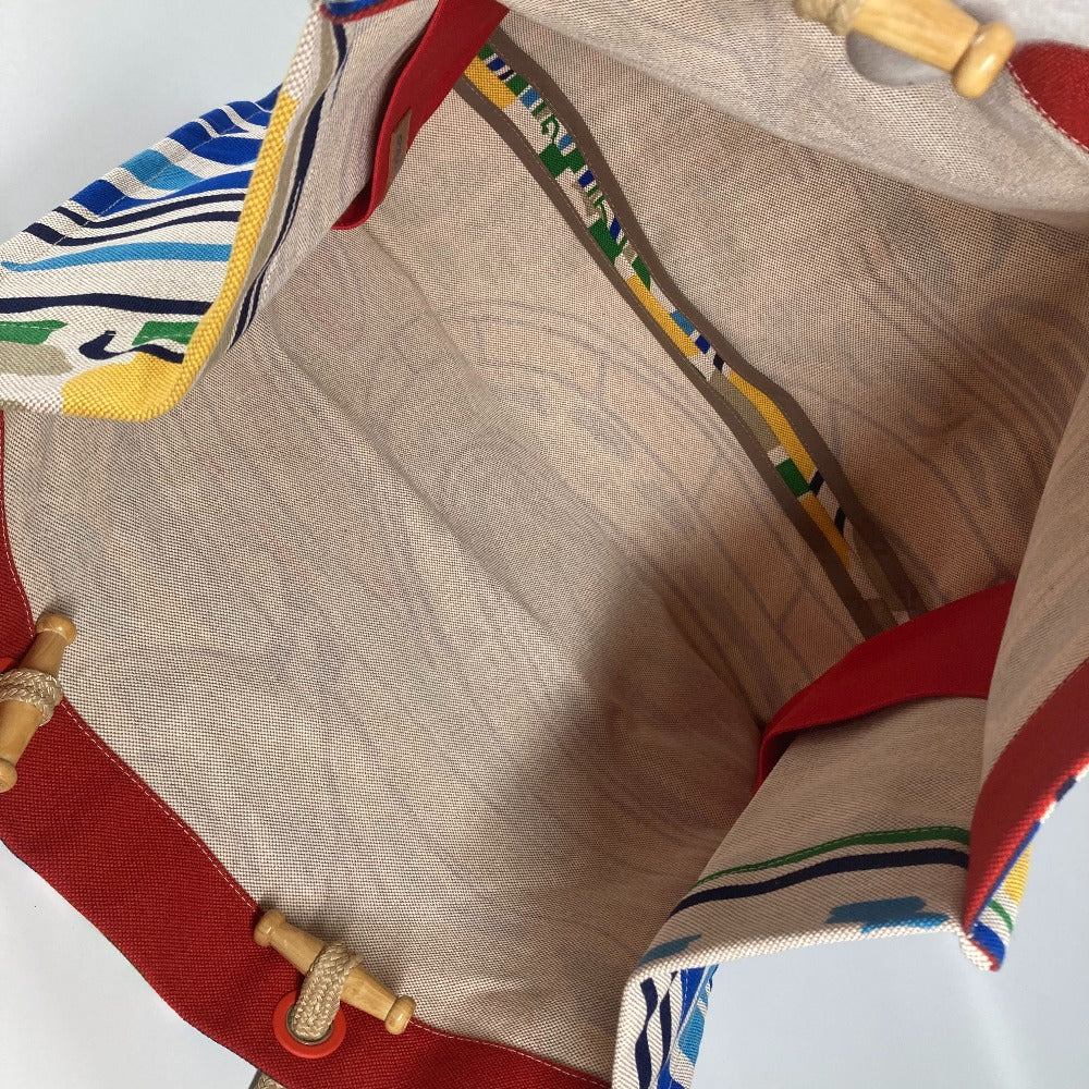 HERMES Shoulder Bag canvas multicolor beach bag bag Farniente Women Used Authentic