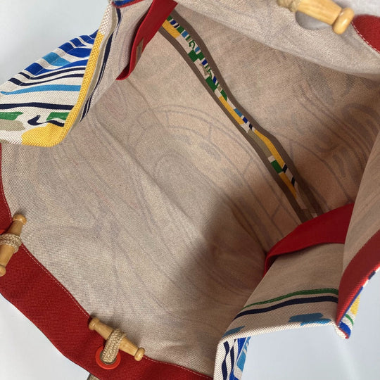 HERMES Shoulder Bag canvas multicolor beach bag bag Farniente Women Used Authentic