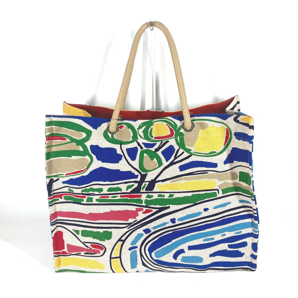 HERMES Shoulder Bag canvas multicolor beach bag bag Farniente Women Used Authentic