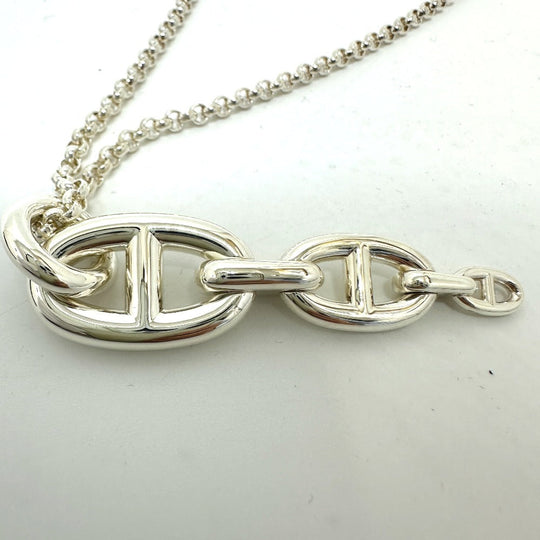 HERMES Necklace SV925 Silver Ungenerous Women Used Authentic
