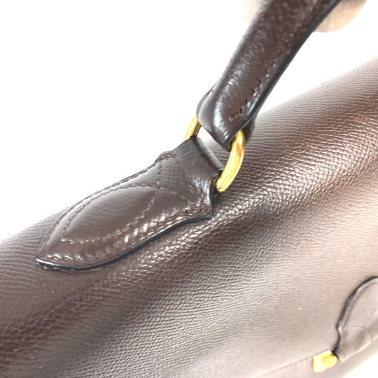 HERMES Business bag leather Brown Briefcase Terrill mens Used Authentic