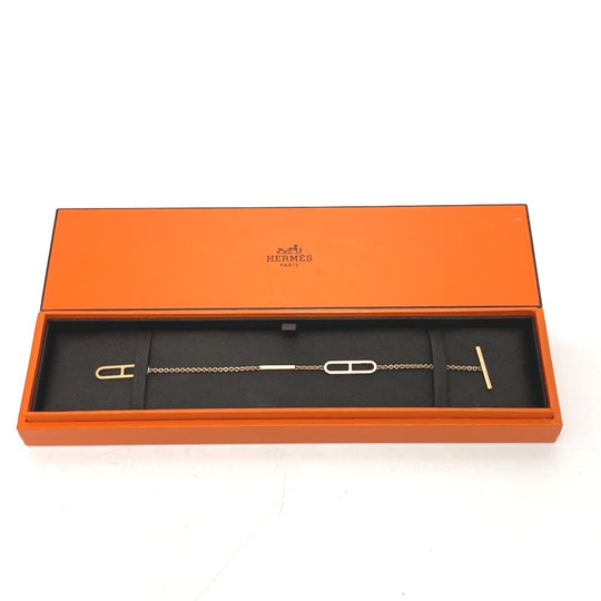 HERMES bracelet 18K Pink Gold gold K18PG Ever Chaine Women Used Authentic