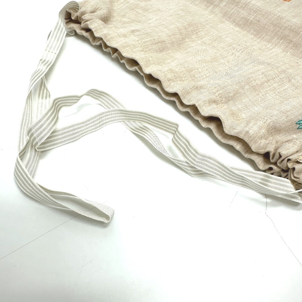 HERMES Pouch hemp beige H embroidery Women Used Authentic