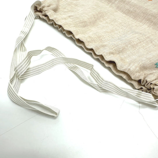 HERMES Pouch hemp beige H embroidery Women Used Authentic