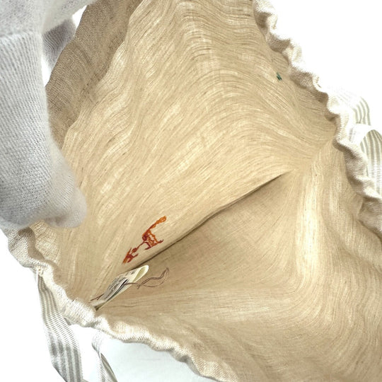 HERMES Pouch hemp beige H embroidery Women Used Authentic
