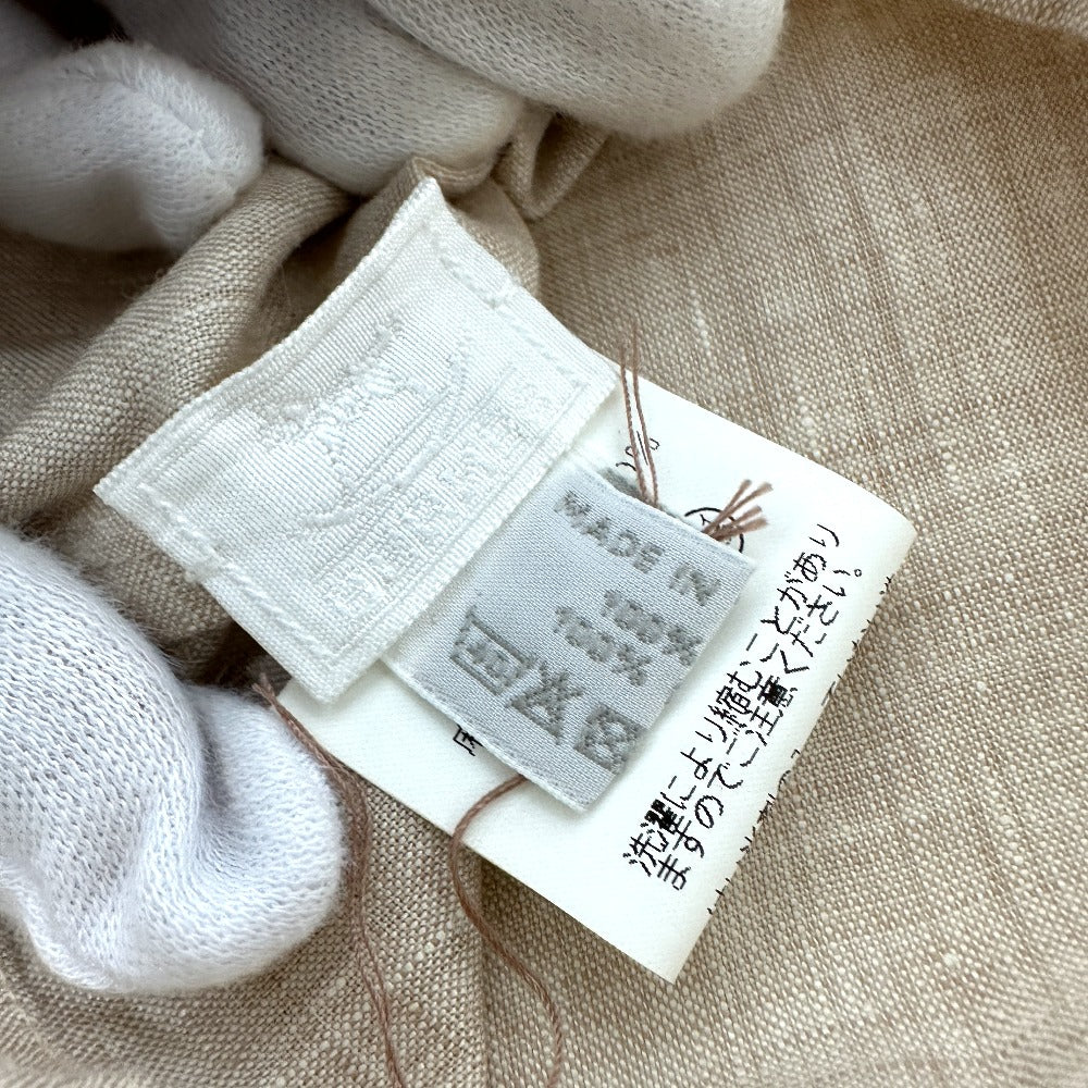 HERMES Pouch hemp beige H embroidery Women Used Authentic