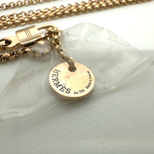 HERMES Necklace H223205B 0040 18K Pink Gold gold Hermes Crew de H PM Women Used Authentic