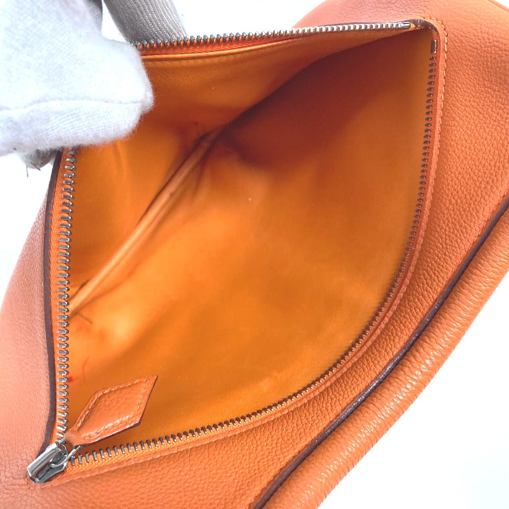 HERMES Shoulder Bag leather Orange Kakawet Women Used Authentic