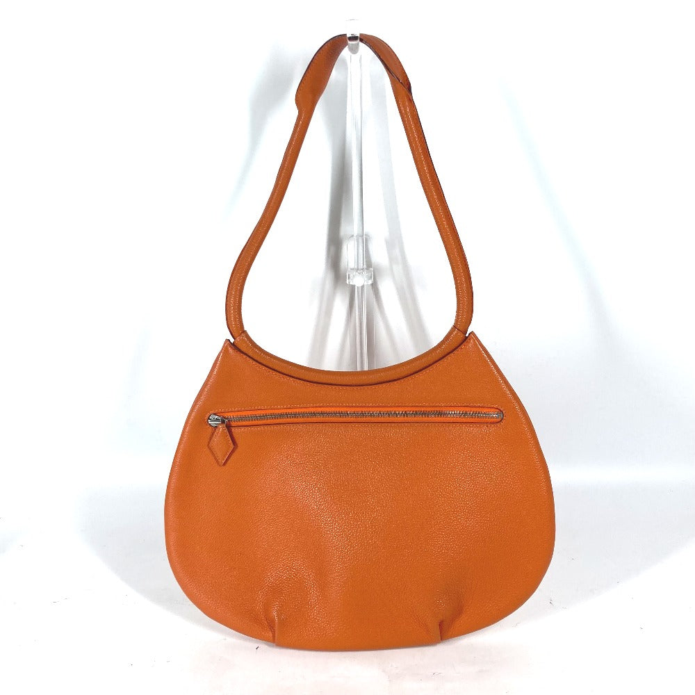 HERMES Shoulder Bag leather Orange Kakawet Women Used Authentic