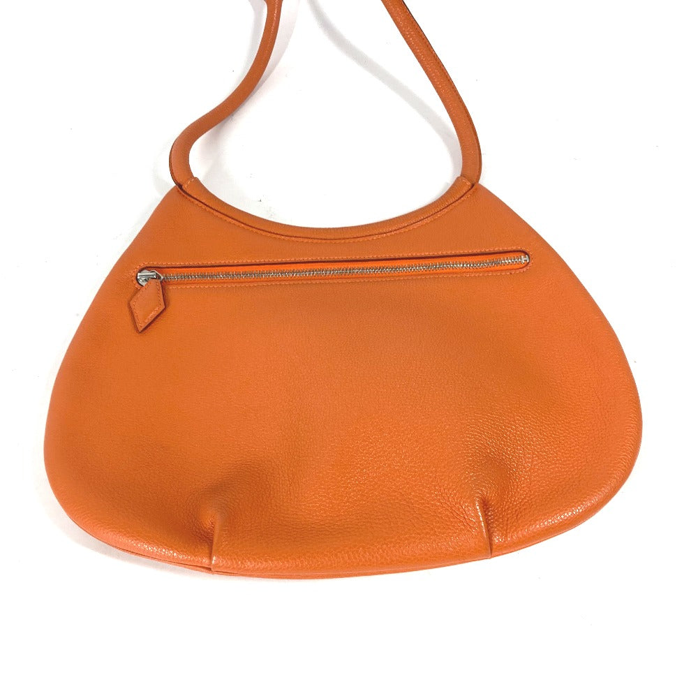 HERMES Shoulder Bag leather Orange Kakawet Women Used Authentic