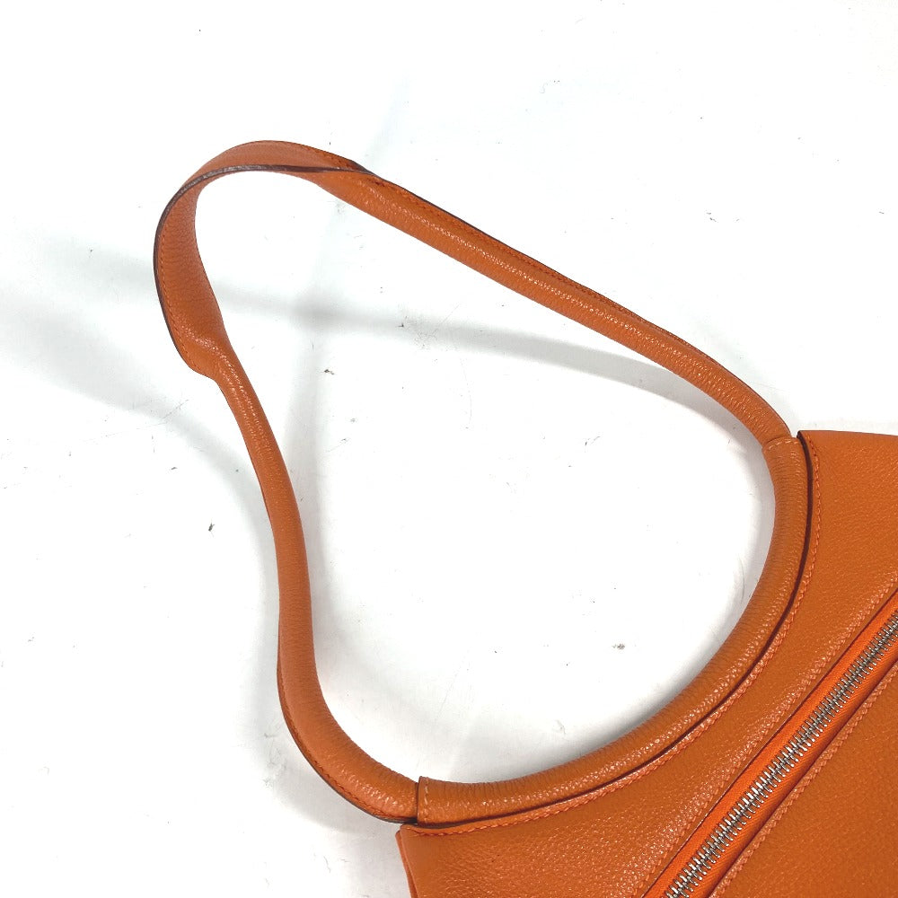HERMES Shoulder Bag leather Orange Kakawet Women Used Authentic