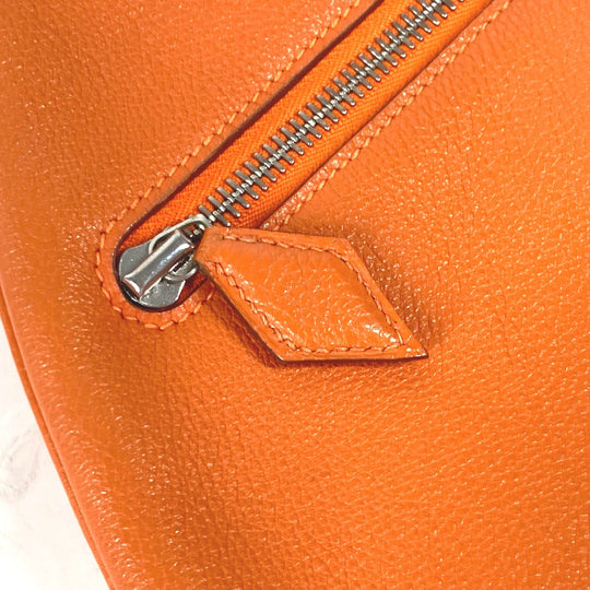 HERMES Shoulder Bag leather Orange Kakawet Women Used Authentic