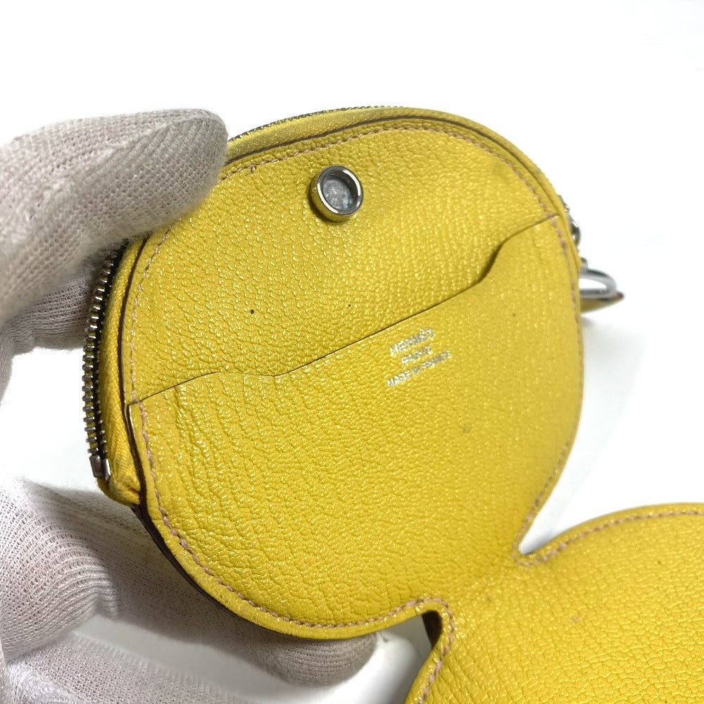 HERMES Coin case Shave yellow In the loop Women Used Authentic