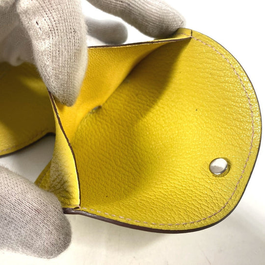 HERMES Coin case Shave yellow In the loop Women Used Authentic