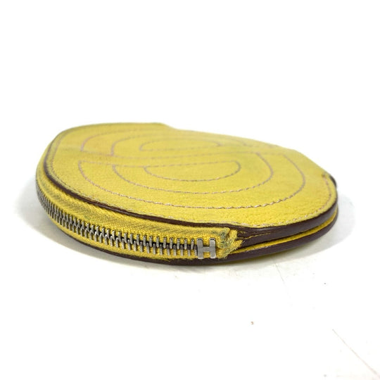 HERMES Coin case Shave yellow In the loop Women Used Authentic