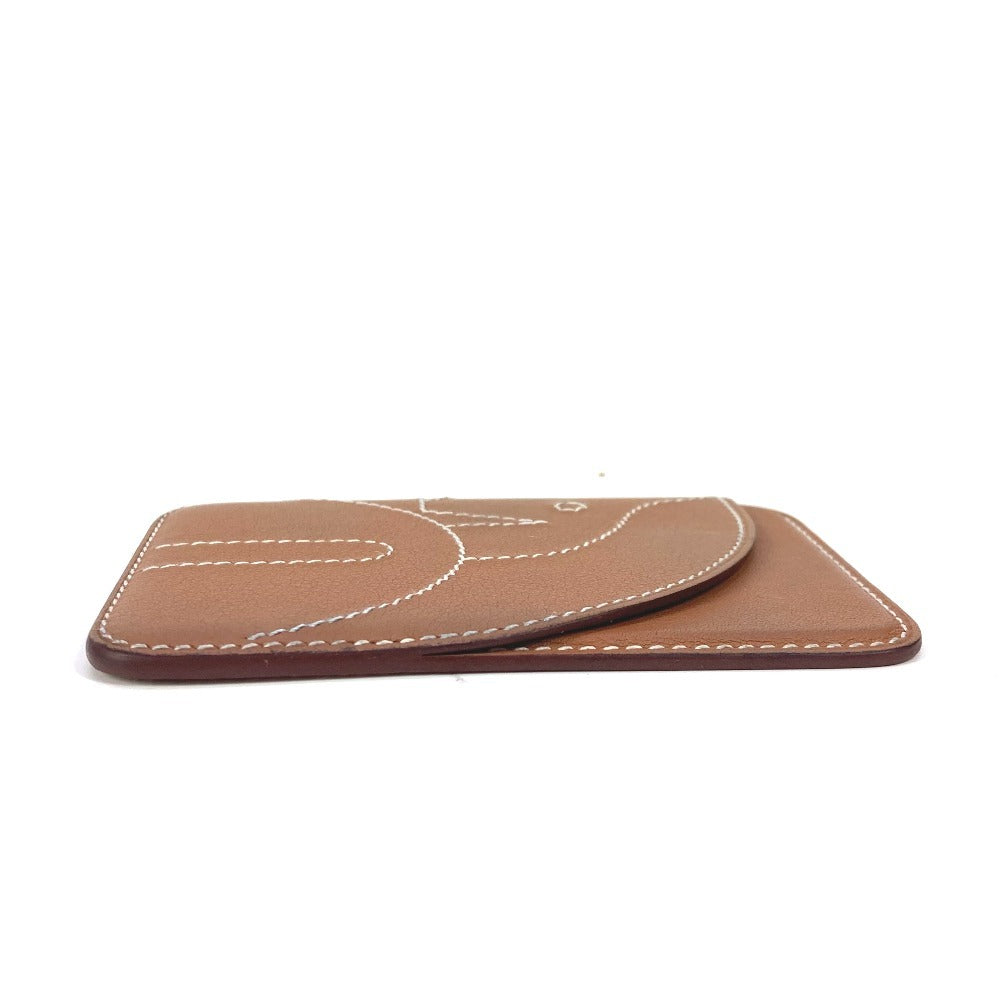 HERMES Card Case leather Brown <MagSafe> Eman "Cheval" Women Used Authentic