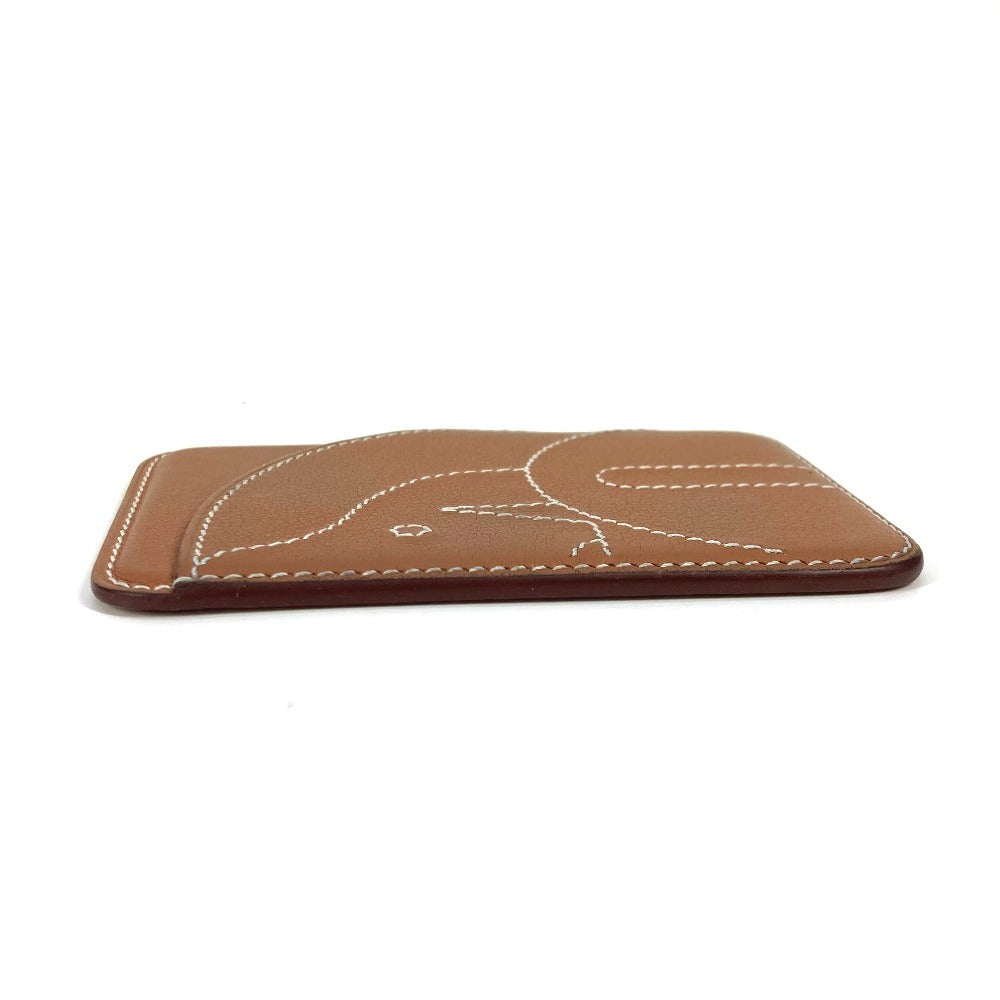 HERMES Card Case leather Brown <MagSafe> Eman "Cheval" Women Used Authentic