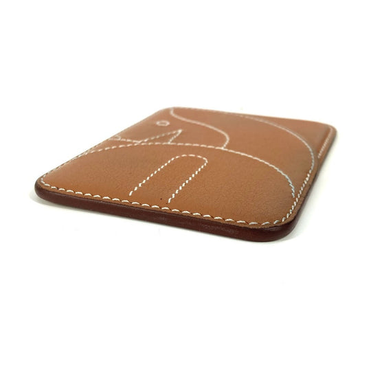 HERMES Card Case leather Brown <MagSafe> Eman "Cheval" Women Used Authentic