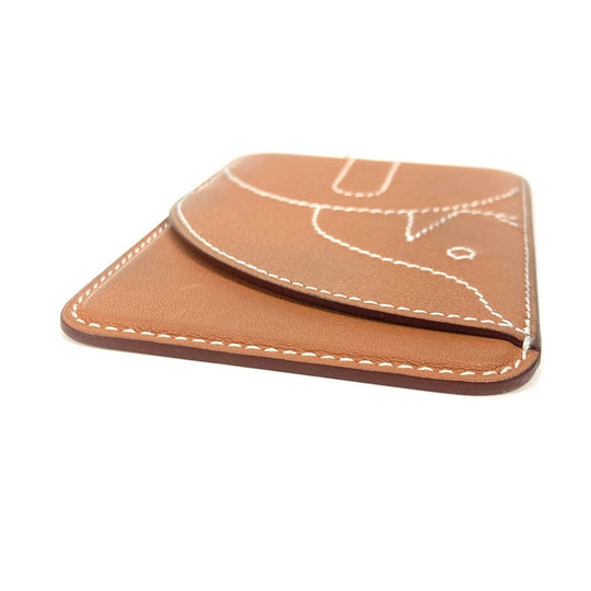 HERMES Card Case leather Brown <MagSafe> Eman "Cheval" Women Used Authentic
