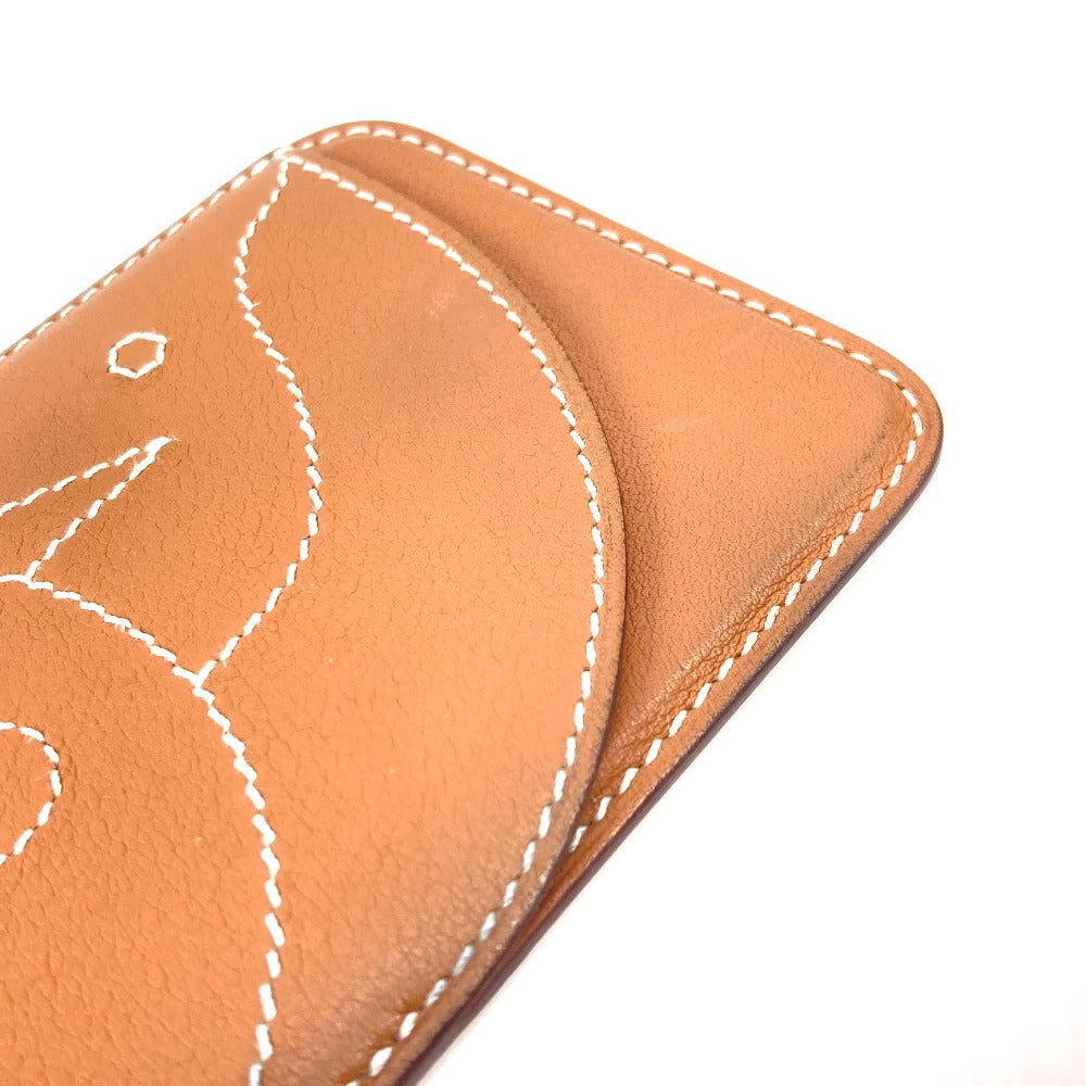 HERMES Card Case leather Brown <MagSafe> Eman "Cheval" Women Used Authentic