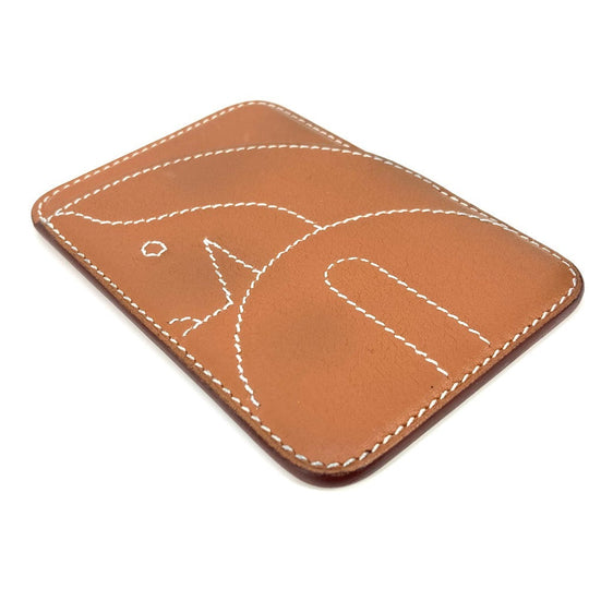 HERMES Card Case leather Brown <MagSafe> Eman "Cheval" Women Used Authentic